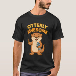 カワウソでキュートなTシャツ | かわいい動物のダジャレ Tシャツ