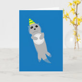 カワウソとお誕生日おめでとう カード (黄色い花)