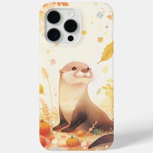 カワウソとカボチャの幻想的な秋 Case-Mate iPhoneケース (裏面)
