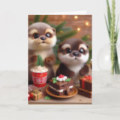 カワウソとクリスマススイーツ カード (正面)