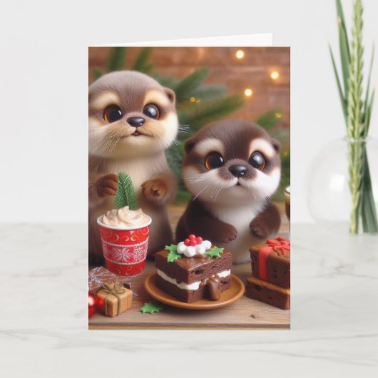 カワウソとクリスマススイーツ カード (正面)