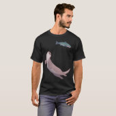 カワウソとトラウトの川のデザイン Tシャツ (正面フル)