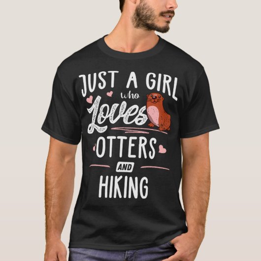 カワウソとハイキングが好きな女の子 ギフト 女性 Tシャツ (正面)