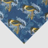 カワウソとヴィンテージブルーダマスク模様 薄葉紙 (詳細)