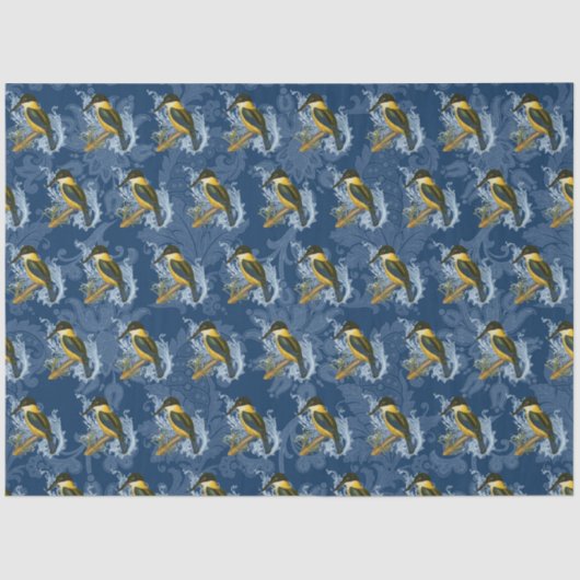 カワウソとヴィンテージブルーダマスク模様 薄葉紙 (正面)