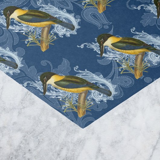 カワウソとヴィンテージブルーダマスク模様 薄葉紙