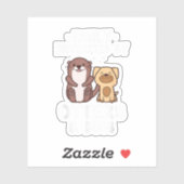 カワウソと犬に簡単に気を取られる面白いかわいいア シール (シート)