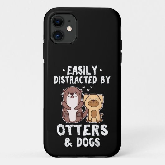 カワウソと犬に簡単に気を取られる 面白い かわいい アン Case-Mate iPhoneケース (裏面)