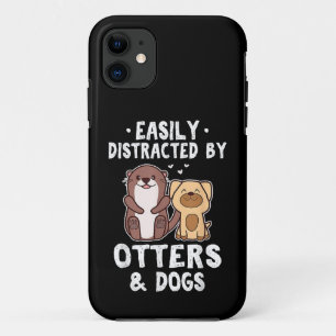 カワウソと犬に簡単に気を取られる 面白い かわいい アン iPhone 11 ケース