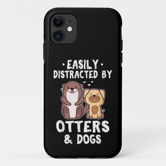 カワウソと犬に簡単に気を取られる 面白い かわいい アン Case-Mate iPhoneケース (裏面)