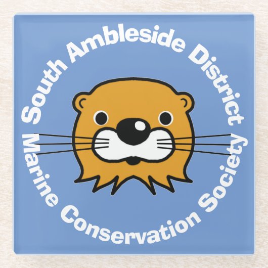 カワウソによる海洋保全。ガラスのコースター ガラスコースター (正面)