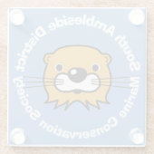 カワウソによる海洋保全。ガラスのコースター ガラスコースター (裏面)