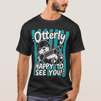 カワウソに会えて嬉しい カワウソのバックトゥスクール Tシャツ