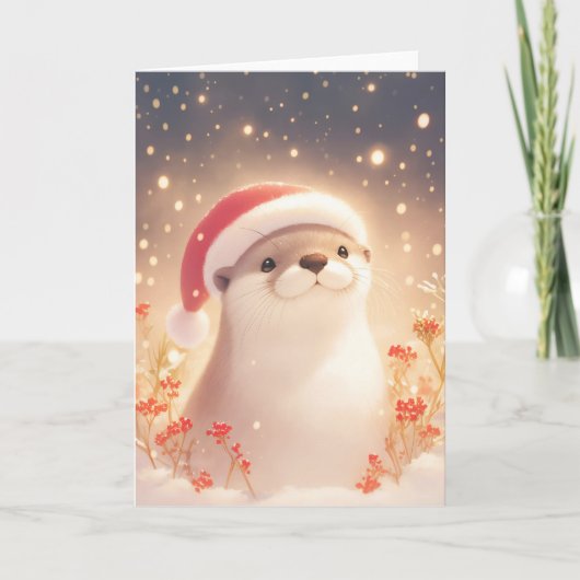 カワウソのあったかクリスマスイブ カード (正面)