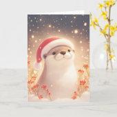 カワウソのあったかクリスマスイブ カード (黄色い花)