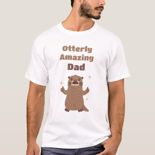 カワウソのおもしろパパダジャレTシャツ Tシャツ (正面)