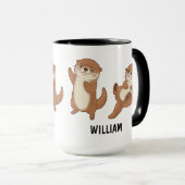 カワウソのイラスト入り オーダーメイド コーヒー マグカップ (正面右)