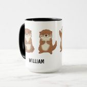 カワウソのイラスト入り オーダーメイド コーヒー マグカップ (正面左)