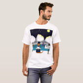 カワウソのオリバーが川でスケート Tシャツ (正面フル)