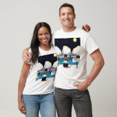 カワウソのオリバーが川でスケート Tシャツ (ユニセックス)