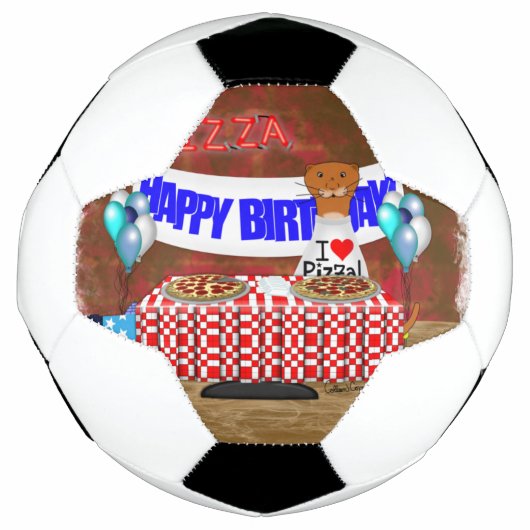 カワウソのオリバーが6歳の誕生日!お誕生日おめでとう サッカーボール (正面)
