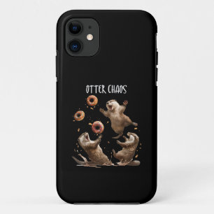 カワウソのカオス 面白いベーグル喧嘩 カワウソ パン iPhone 11 ケース