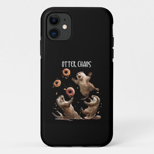 カワウソのカオス 面白いベーグル喧嘩 カワウソ パン Case-Mate iPhoneケース (裏面)