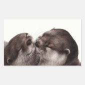 カワウソのキス アート - 手描きの野生動物 長方形シール (正面)