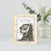カワウソのクリスマスをお楽しみください！ シーズンポストカード (スタンド正面)