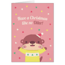 カワウソのクリスマスパンのグリーティングカード
