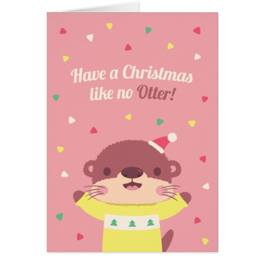 カワウソのクリスマスパンのグリーティングカード (正面)