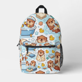 カワウソのバブルバスリュック – かわいい&くつろぎパターン プリントバックパック