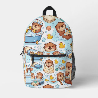 カワウソのバブルバスリュック – かわいい&くつろぎパターン プリントバックパック