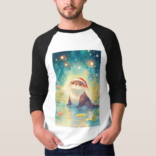 カワウソのホリデーグロー Tシャツ (正面)
