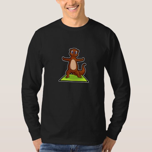カワウソのヨガポーズ スポーツ体操 オーム ハートビート Tシャツ (正面)