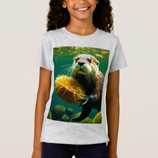 カワウソの世界 ケルプフォレストの遊び場 Tシャツ (正面)