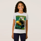 カワウソの世界 ケルプフォレストの遊び場 Tシャツ (正面フル)