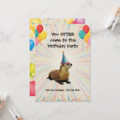 カワウソの子供の誕生日パーティーの招待状 - 出てこいよ カード (正面/裏面インサイチュ)
