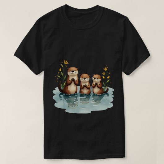 カワウソの家族 Tシャツ (デザイン正面)