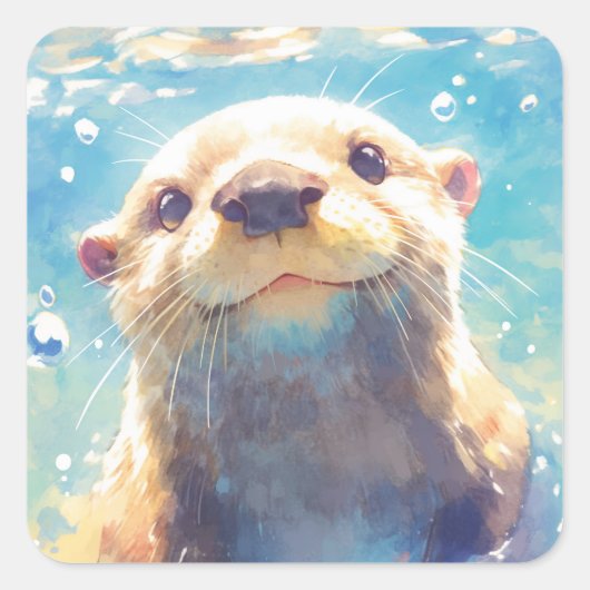 カワウソの水辺の冒険 スクエアシール (正面)