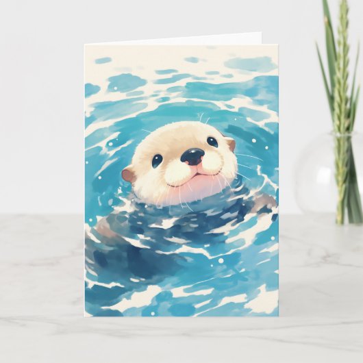 カワウソの水遊び カード (正面)