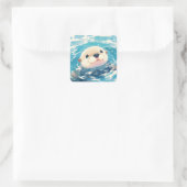 カワウソの水遊び スクエアシール (バッグ)