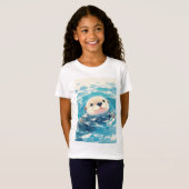 カワウソの水遊び Tシャツ (正面フル)