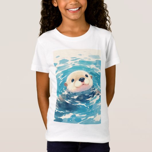カワウソの水遊び Tシャツ (正面)