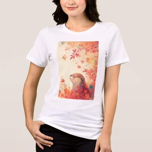 カワウソの秋の奇跡 トライブレンドＴシャツ (正面)