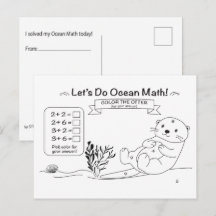 カワウソの算数ぬりえポストカード