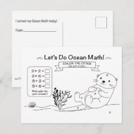 カワウソの算数ぬりえポストカード ポストカード