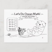 カワウソの算数ぬりえポストカード ポストカード (正面)