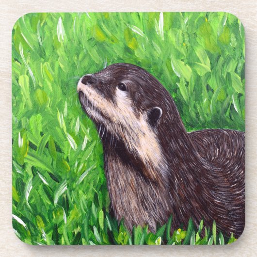 カワウソの絵 コースター (正面)
