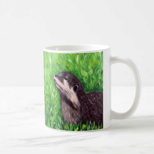 カワウソの絵 コーヒーマグカップ (右)